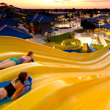 mat racing slides with sunset